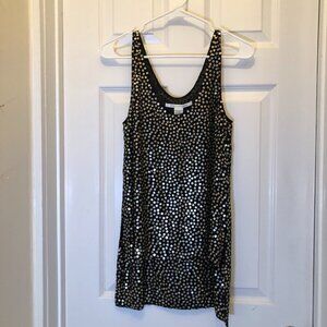 Diane von Furstenberg DVF Tank Top  Black/Gold Sequins Silk Sparkle Hi/Low S 0